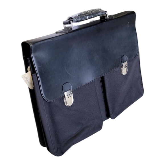 Classic Black Leather  And Material,  Work Tote Nwot - Picture 3 of 8